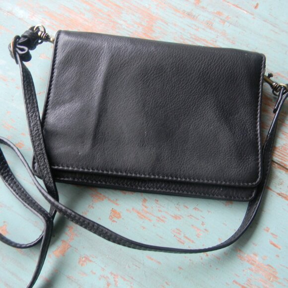 BLACK SMALL QUAGGA GENUINE LEATHER CROSSBODY HANDBAG - Picture 1 of 7